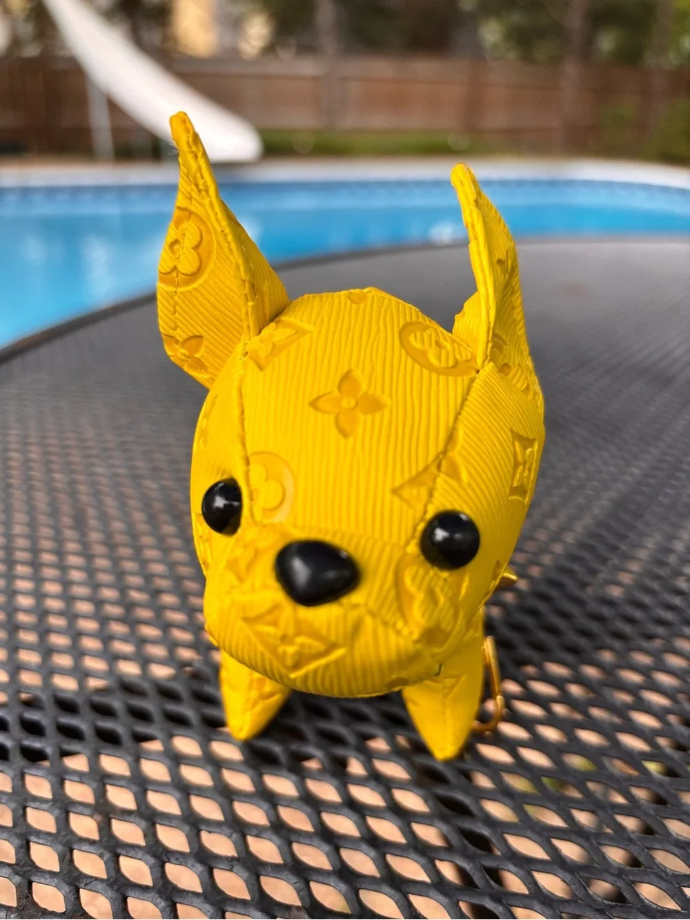Bag charm/Key Chain adorable Frenchie Yellow Dog with black eyes! New